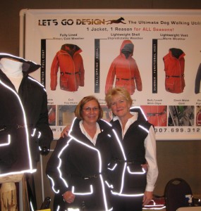 Founder Marg Shadid, (right) with cusomer at the Teton Wellness Festival, featuring Cesar Millan.